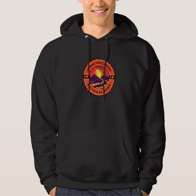 Hawaii Volcanoes National Park Retro Compass Emble Hoodie (Vorderseite)