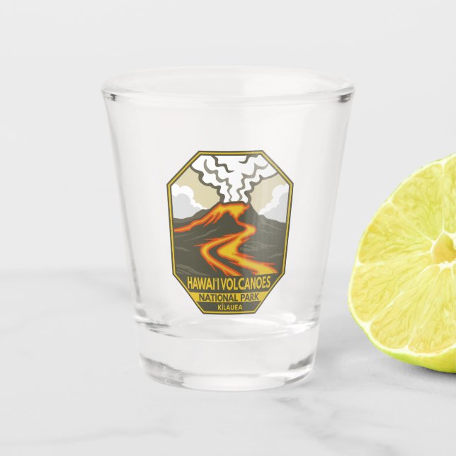 Hawaii Volcanoes Nationalpark Kilauea Retro Schnapsglas (Vorderseite)