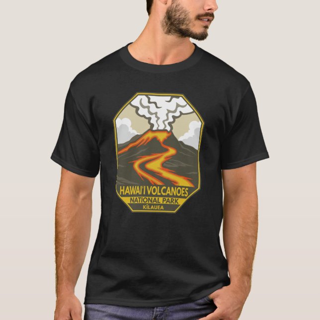 Hawaii Volcanoes Nationalpark Kilauea Retro T-Shirt (Vorderseite)