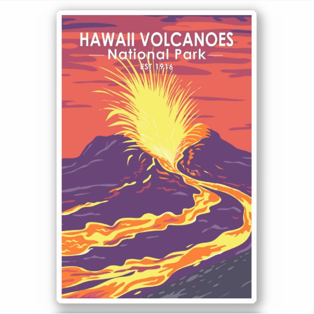 Hawaii Volcanoes Nationalpark Retro Aufkleber (Vorderseite)
