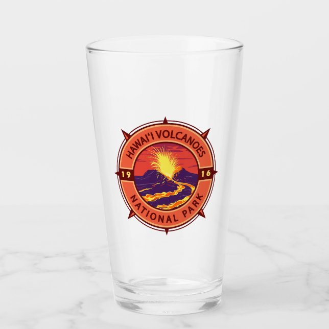 Hawaii Volcanoes Nationalpark Retro Kompass Glas (Vorderseite)