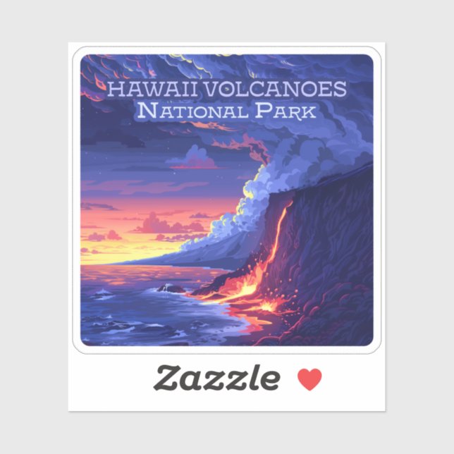 Hawaii Volcanos Nationalpark Große Insel Retro Aufkleber (Blatt)