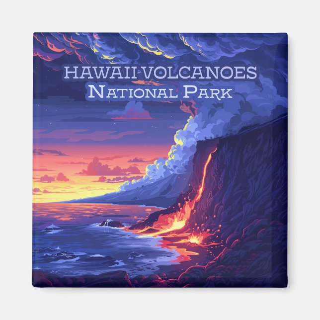 Hawaii Volcanos Nationalpark Große Insel Retro Magnet (Vorne)