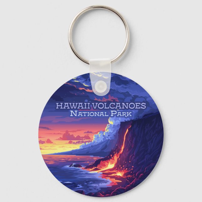 Hawaii Volcanos Nationalpark Große Insel Retro Schlüsselanhänger (Vorderseite)