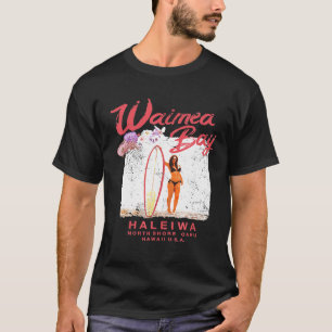 Hawaii Waimea Bay Surfboard Girl Hawaiian Surfer T-Shirt