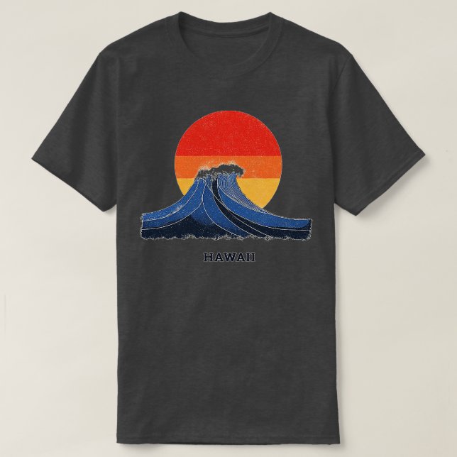 Hawaii Wave and Sunset Graphic TShirt (Design vorne)