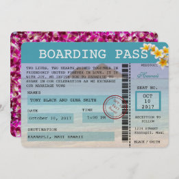 Hawaii Wedding Boarding Pass Einladung