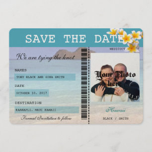 Hawaii Wedding Boarding Pass Save the Date