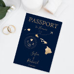 Hawaii Wedding Reisepass Einladung<br><div class="desc">Modernes und elegantes World Map Invitation Hawaii Wedding Destination wie Pass</div>
