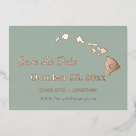 Hawaii Wedding Save the Date Rose Gold Folieneinladung