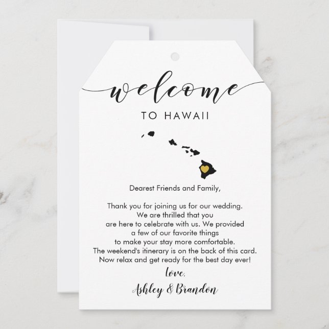 Hawaii Wedding Welcome Tag, Letter Itinerary (Vorderseite)