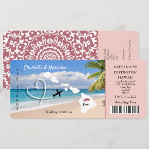 Hawaii Wedding Zielticket Einladung