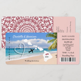 Hawaii Wedding Zielticket Einladung