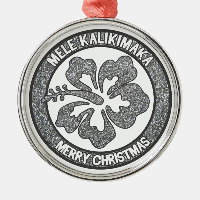 Hawaii Weihnachts-Silberschmuck Hibiskus Ornament Aus Metall (Vorne)