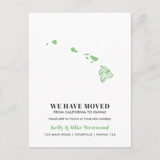 HAWAII Wir haben neue Adresse Neue Zuhause verscho Postkarte (Vorderseite)
