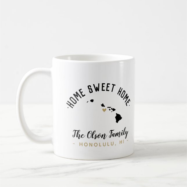 Hawaii Zuhause Sweet Zuhause Family Monogram Tasse (Links)