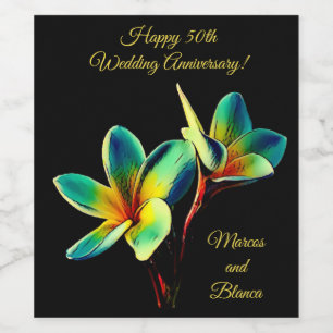 Hawaiian 50e Mariage Anniversaire Étiquette de vin