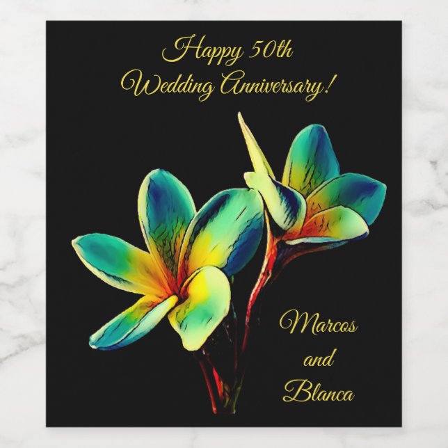 Hawaiian 50e Mariage Anniversaire Étiquette de vin (Étiquettes simples)