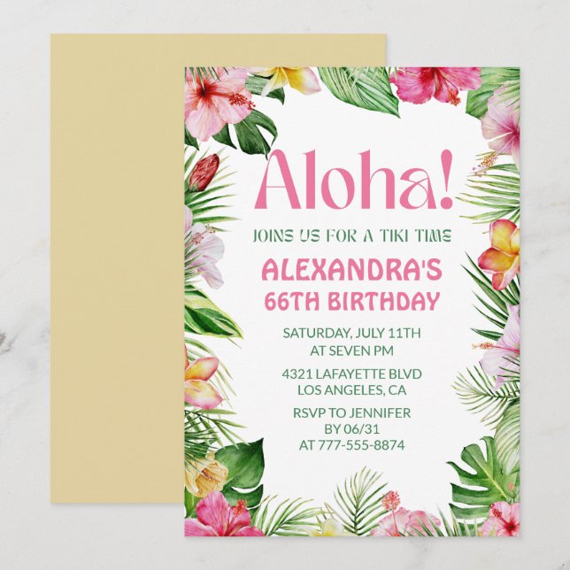 Hawaiian 66e anniversaire invitation Flore tropica (Devant / Derrière)