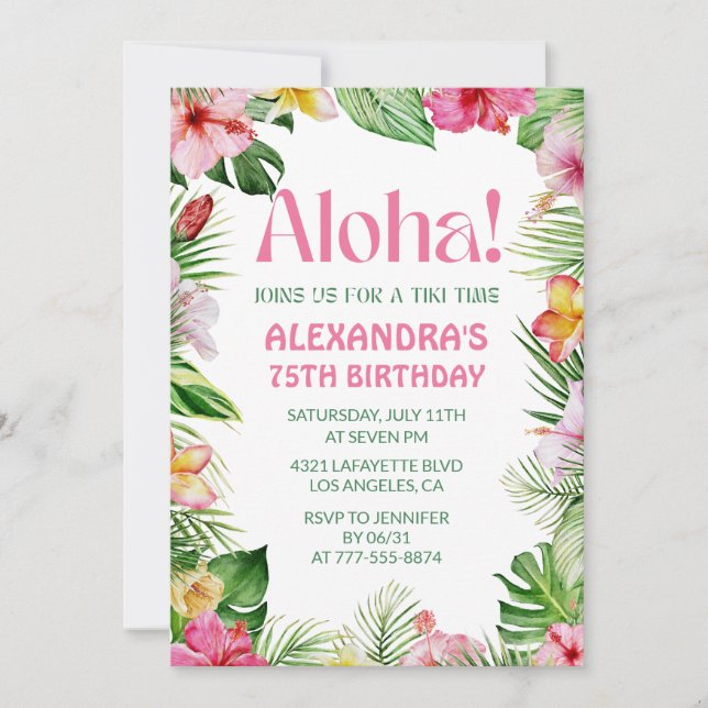 Hawaiian 75e anniversaire invitation Fleurs tropic (Devant)