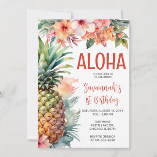 Hawaiian Aloha Birthday Party Einladung