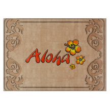 Hawaiian Aloha Carved Wood Look