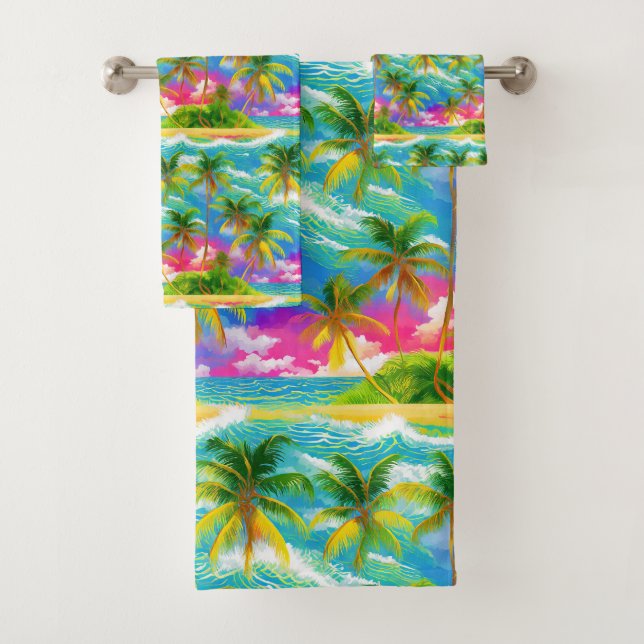 Hawaiian Aloha druckt tropisches Muster Badhandtuch Set (Insitu)