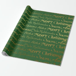 Hawaiian Aloha Emerald Green Gold Geschenkpapier