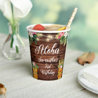 Hawaiian Aloha Tropical Birthday Luau Party Pappbecher