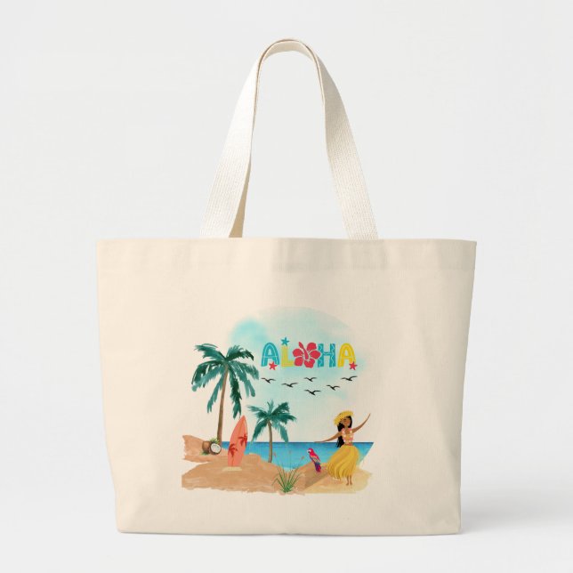 Hawaiian Aloha Vibes Tote Bag Jumbo Stoffbeutel (Vorne)