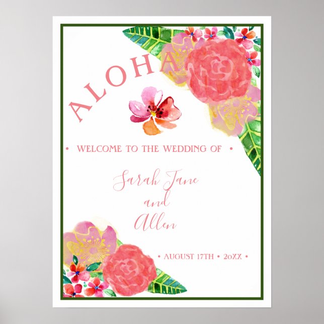 Hawaiian Aloha Wedding Welcome Poster (Vorne)