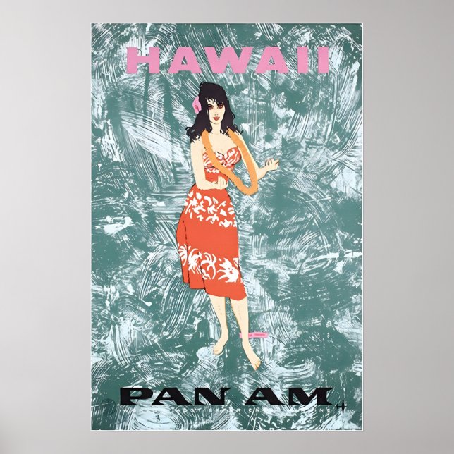 Hawaiian Art Hawaii Print Pan Am Travel Poster (Vorne)