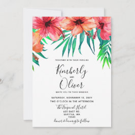 Hawaiian Beach Hochzeit im tropischen Hibiskus Einladung