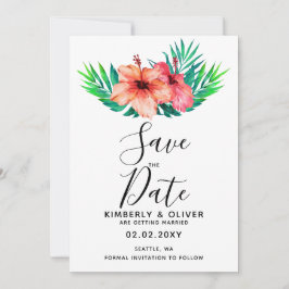 Hawaiian Beach Hochzeit im tropischen Hibiskus Einladung