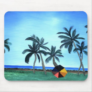Hawaiian Beach Park & Palm Trees Malerei Mousepad