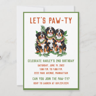 Hawaiian Bernese Mountain Hunde Blume Lei Einladung