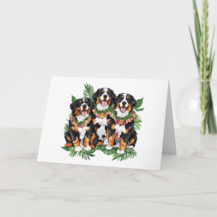 Hawaiian Bernese Mountain Hunde Blume Lei Karte