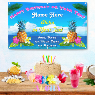 Hawaiian Birthday Banner mit echten hawaiianischen