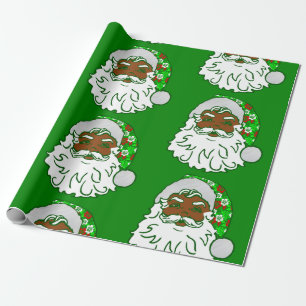 Hawaiian Black Santa Claus Geschenkpapier