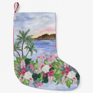Hawaiian Bliss: tropisches Wasserfarbenmuster Kleiner Weihnachtsstrumpf