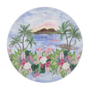 Hawaiian Bliss: tropisches Wasserfarbenmuster Schneidebrett