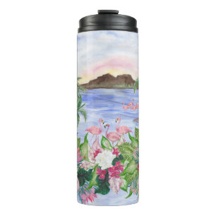 Hawaiian Bliss: tropisches Wasserfarbenmuster Thermosbecher