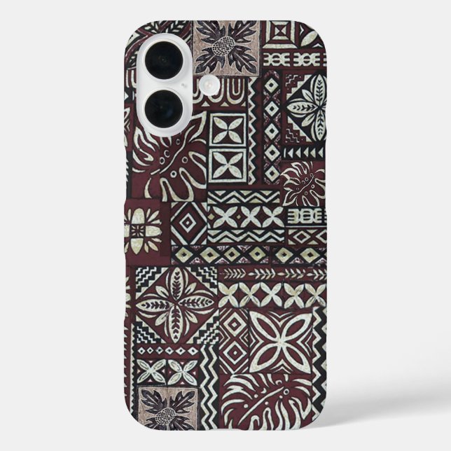 Hawaiian Breadfruit und Monstera Tapa Phone Case (Rückseite)