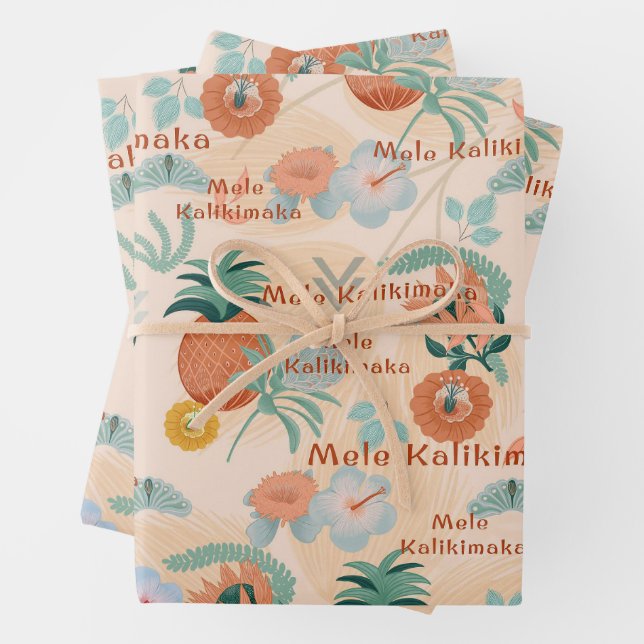 Hawaiian Breeze Mele Kalikimaka Geschenkwrap Geschenkpapier Set (Beispiel)