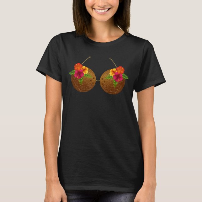 Hawaiian Coconut Bra Cooles Halloween Blume T-Shirt (Vorderseite)