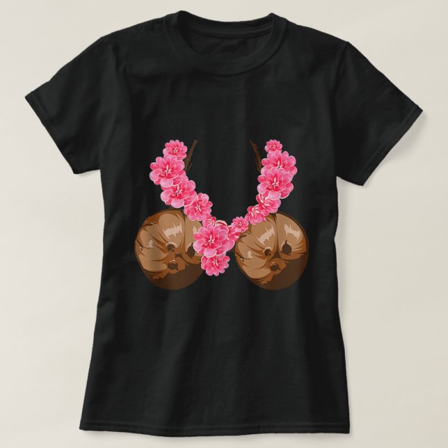 Hawaiian Coconut Bra Shirt Cool Halloween Blume (Design vorne)