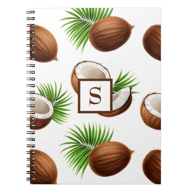 Hawaiian Coconuts Monogram tropisch Notizblock (Vorderseite)