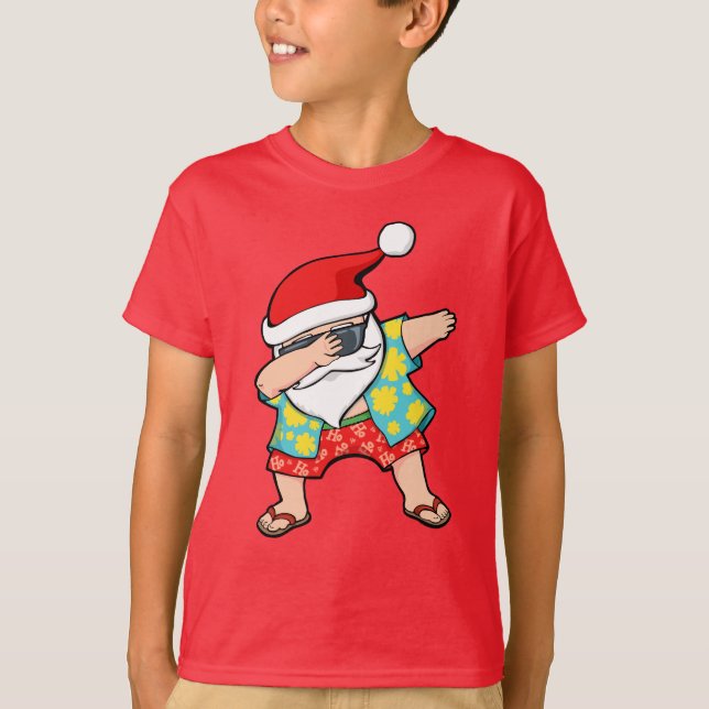 Hawaiian Dabbing Santa T-Shirt (Vorderseite)