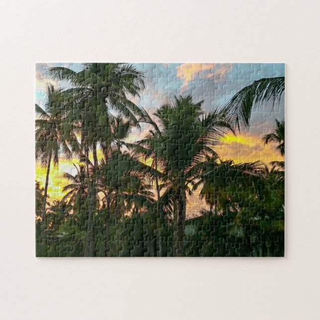 Hawaiian Exotic Beach Palm Trees Sunset (Horizontal)