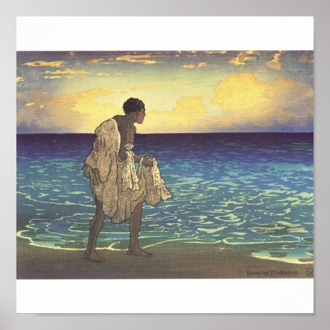 Hawaiian Fisherman, impression de blocs de bois (Devant)